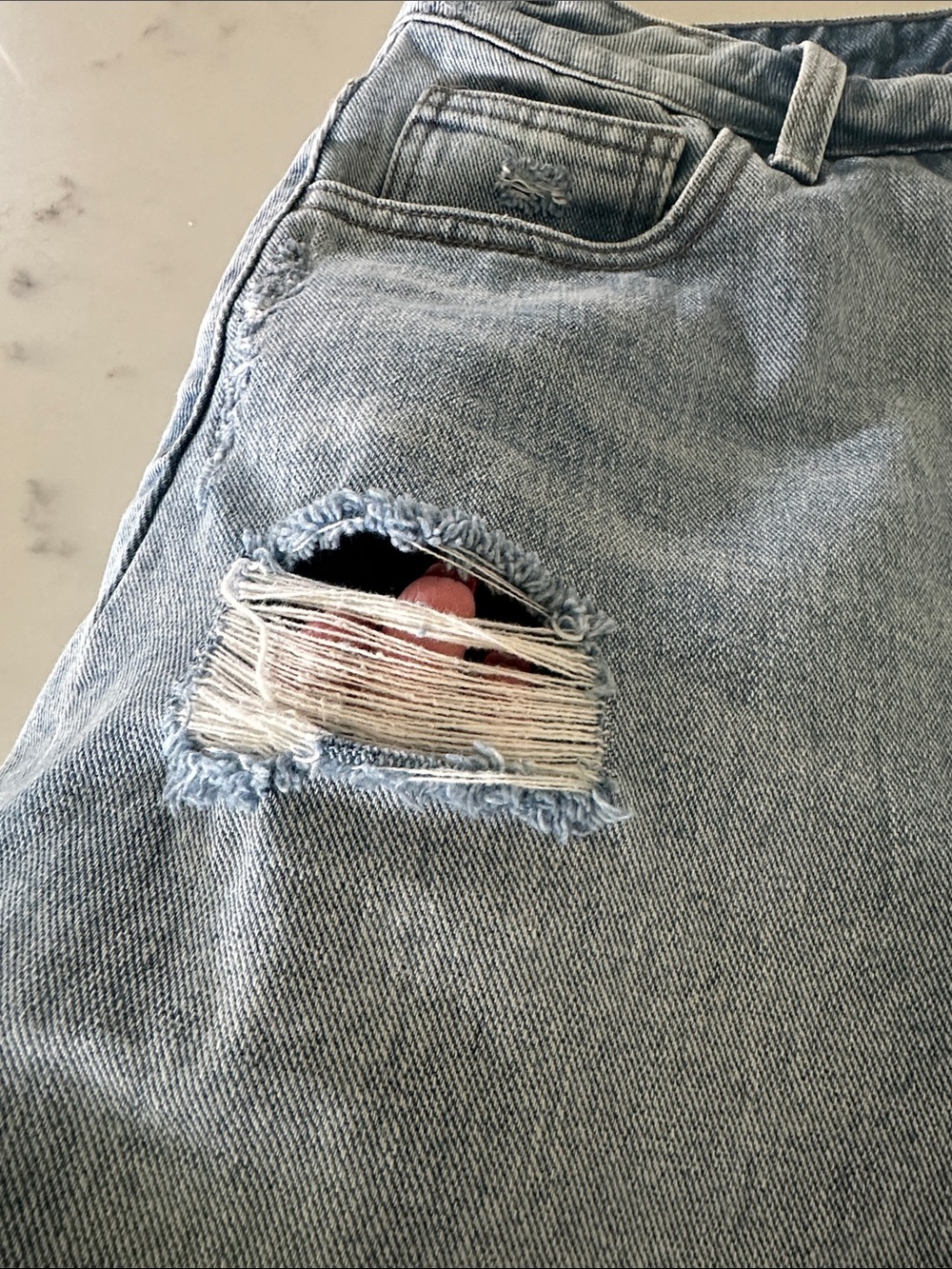 Distressed Light Blue Denim Mini Skirt - Picture 13 of 13